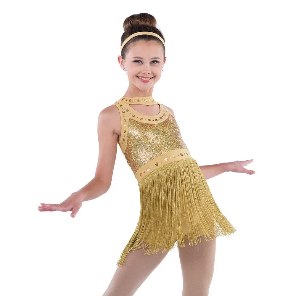 Pre-Owned Dance Costume Wish Come True 21902 Intermediate Child Gold Jazz
